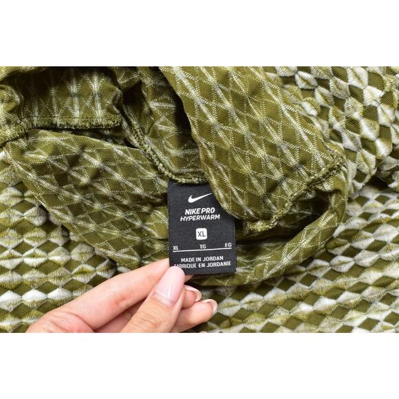 Nike Pro Hyperwarm Men's Green Pullover Sweatshirt Top Regular Size XL Geometric - Picture 6 of 8